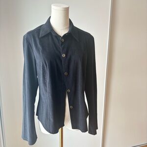 Vintage Faux Suede Black Button-Up Shirt